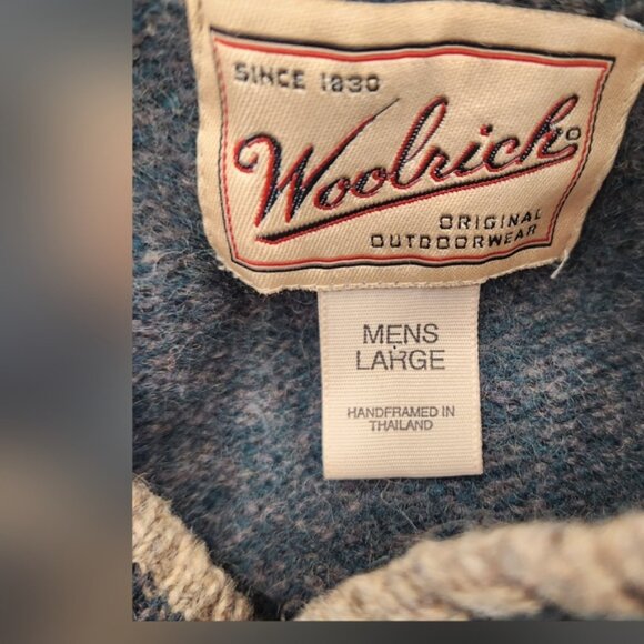 Woolrich Sweater Men Size‎ Large Green Pullover V-Neck Casual Knit Wool Blend - Picture 3 of 4
